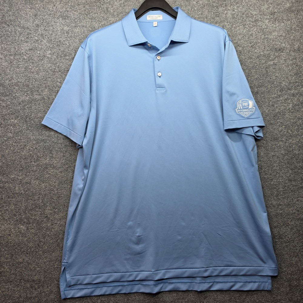 Peter Millar Summer Comfort Polo Shirt Mens XL Blue Stripe MF25EK10S